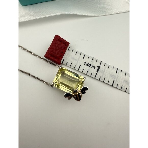 Tiffany & Co. Lemon Quartz Love Bug Sparkler Necklace Sterling Silver 18-20" - Picture 9 of 10